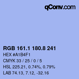 カラーコード: RGB 161.1 180.8 241 | qconv.com
