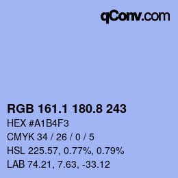 カラーコード: RGB 161.1 180.8 243 | qconv.com