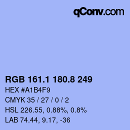 Color code: RGB 161.1 180.8 249 | qconv.com