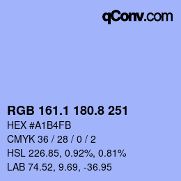 Color code: RGB 161.1 180.8 251 | qconv.com