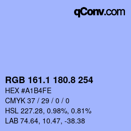 Color code: RGB 161.1 180.8 254 | qconv.com