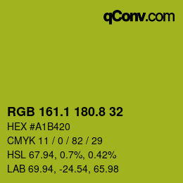 カラーコード: RGB 161.1 180.8 32 | qconv.com