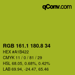 カラーコード: RGB 161.1 180.8 34 | qconv.com