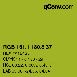 カラーコード: RGB 161.1 180.8 37 | qconv.com