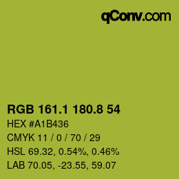 カラーコード: RGB 161.1 180.8 54 | qconv.com
