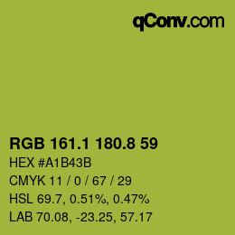 カラーコード: RGB 161.1 180.8 59 | qconv.com