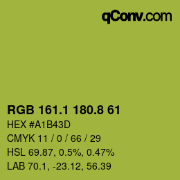 カラーコード: RGB 161.1 180.8 61 | qconv.com