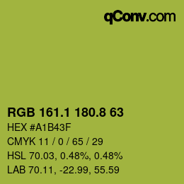 カラーコード: RGB 161.1 180.8 63 | qconv.com