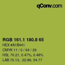 カラーコード: RGB 161.1 180.8 65 | qconv.com