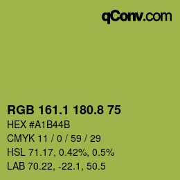 カラーコード: RGB 161.1 180.8 75 | qconv.com