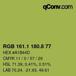 カラーコード: RGB 161.1 180.8 77 | qconv.com