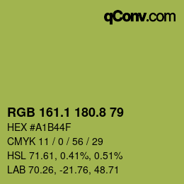カラーコード: RGB 161.1 180.8 79 | qconv.com