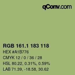 カラーコード: RGB 161.1 183 118 | qconv.com