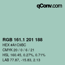 Color code: RGB 161.1 201 188 | qconv.com