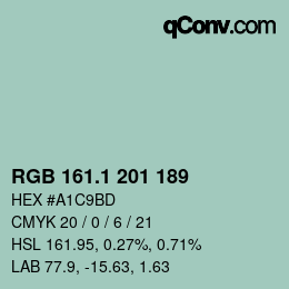 カラーコード: RGB 161.1 201 189 | qconv.com