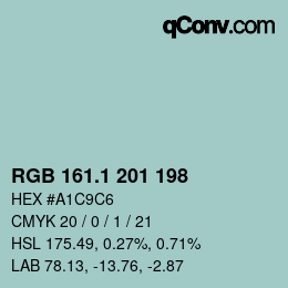 Color code: RGB 161.1 201 198 | qconv.com