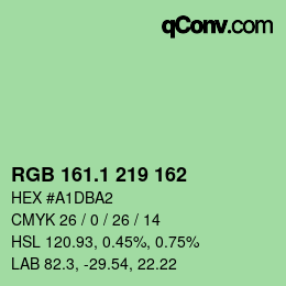 カラーコード: RGB 161.1 219 162 | qconv.com