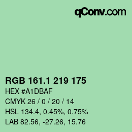カラーコード: RGB 161.1 219 175 | qconv.com