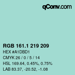 カラーコード: RGB 161.1 219 209 | qconv.com