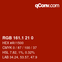 カラーコード: RGB 161.1 21 0 | qconv.com