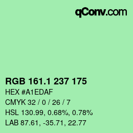 カラーコード: RGB 161.1 237 175 | qconv.com