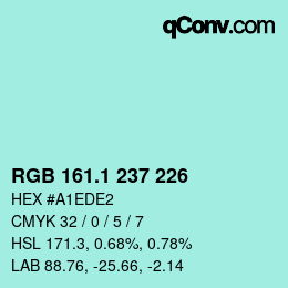 Color code: RGB 161.1 237 226 | qconv.com