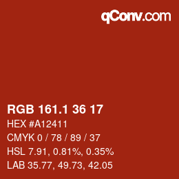 カラーコード: RGB 161.1 36 17 | qconv.com