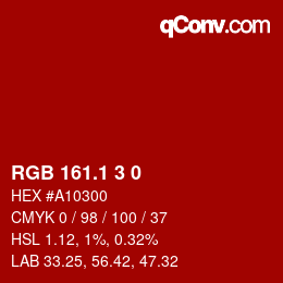 カラーコード: RGB 161.1 3 0 | qconv.com