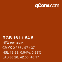 カラーコード: RGB 161.1 54 5 | qconv.com