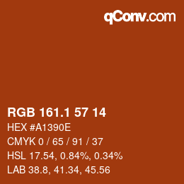 カラーコード: RGB 161.1 57 14 | qconv.com