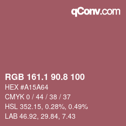 Color code: RGB 161.1 90.8 100 | qconv.com