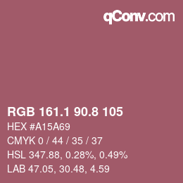 Farbcode: RGB 161.1 90.8 105 | qconv.com