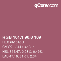 カラーコード: RGB 161.1 90.8 109 | qconv.com