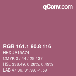 カラーコード: RGB 161.1 90.8 116 | qconv.com