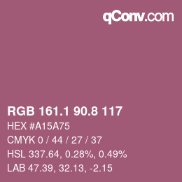 カラーコード: RGB 161.1 90.8 117 | qconv.com