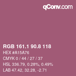 カラーコード: RGB 161.1 90.8 118 | qconv.com