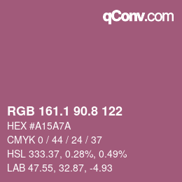 カラーコード: RGB 161.1 90.8 122 | qconv.com