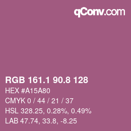 カラーコード: RGB 161.1 90.8 128 | qconv.com
