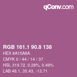 カラーコード: RGB 161.1 90.8 138 | qconv.com