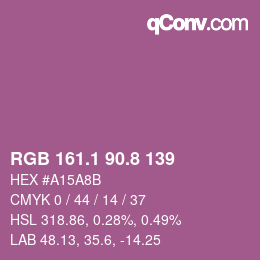 カラーコード: RGB 161.1 90.8 139 | qconv.com