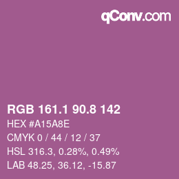 カラーコード: RGB 161.1 90.8 142 | qconv.com