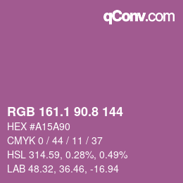 カラーコード: RGB 161.1 90.8 144 | qconv.com