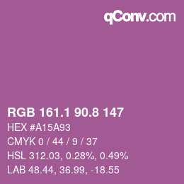 カラーコード: RGB 161.1 90.8 147 | qconv.com