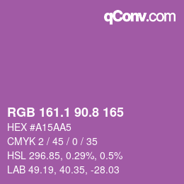 カラーコード: RGB 161.1 90.8 165 | qconv.com