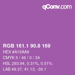 カラーコード: RGB 161.1 90.8 169 | qconv.com