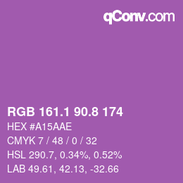 カラーコード: RGB 161.1 90.8 174 | qconv.com