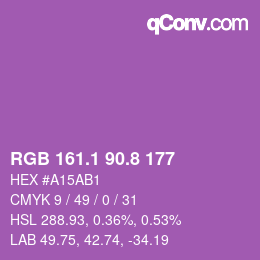 カラーコード: RGB 161.1 90.8 177 | qconv.com