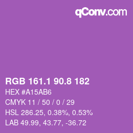 カラーコード: RGB 161.1 90.8 182 | qconv.com