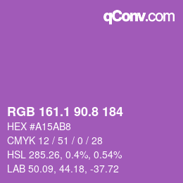 カラーコード: RGB 161.1 90.8 184 | qconv.com