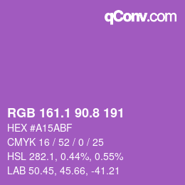 カラーコード: RGB 161.1 90.8 191 | qconv.com
